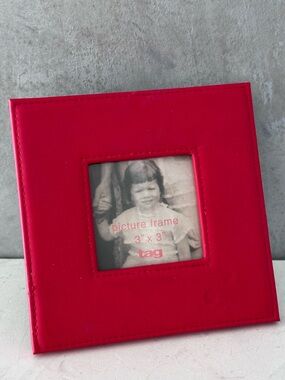 TAG Red Faux Leather Picture Frame For 3X3 White Stitching